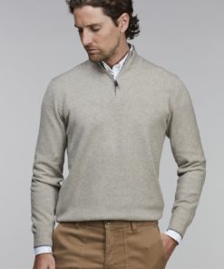 Hansen & Jacob Half Zip Diamond Knit Sand