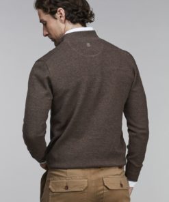 Hansen & Jacob Half Zip Diamond Knit Brown