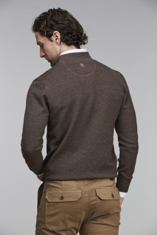 Hansen & Jacob Half Zip Diamond Knit Brown