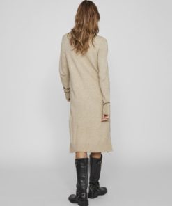 Vila Ril Crew Neck Midi Dress Natural Melange