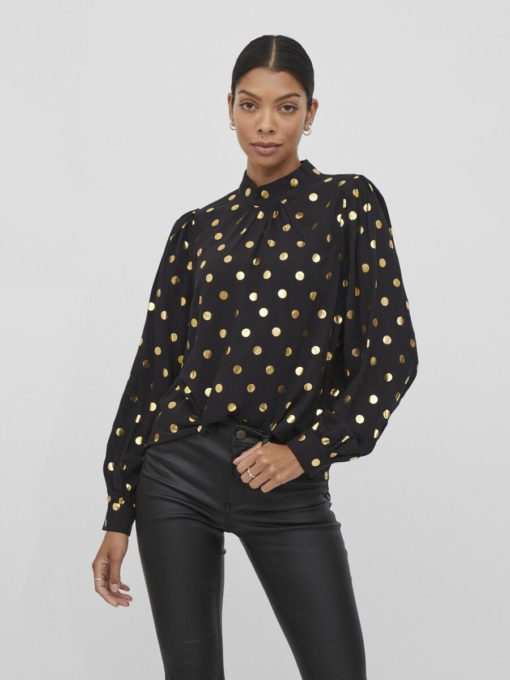 Vila Goldy Highneck Top Black
