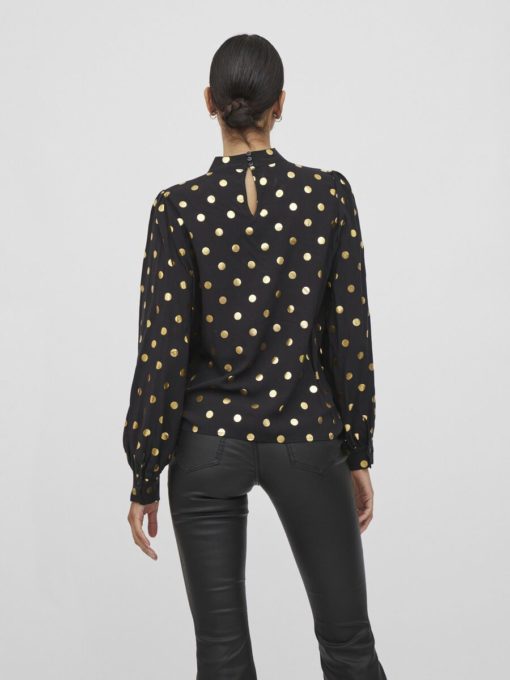 Vila Goldy Highneck Top Black