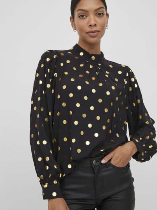 Vila Goldy Highneck Top Black
