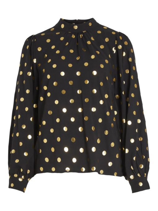 Vila Goldy Highneck Top Black