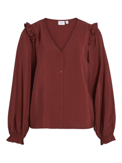 Vila Rasha Frill Top Fried Brick