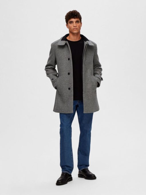 Selected Homme Wool Coat Light Grey Melange