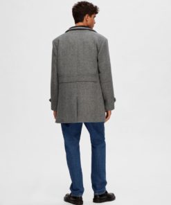 Selected Homme Wool Coat Light Grey Melange