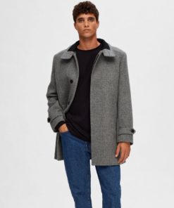 Selected Homme Wool Coat Light Grey Melange