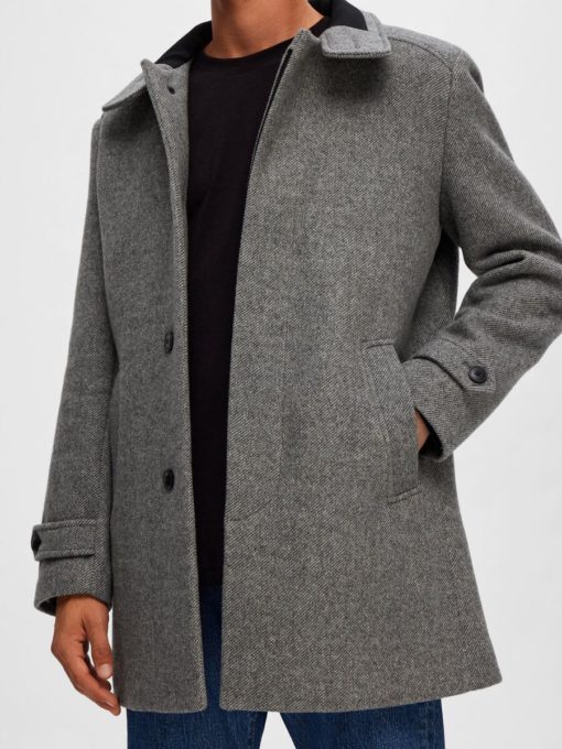 Selected Homme Wool Coat Light Grey Melange