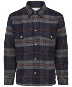 Selected Homme Archive Overshirt Jacket Navy Blazer