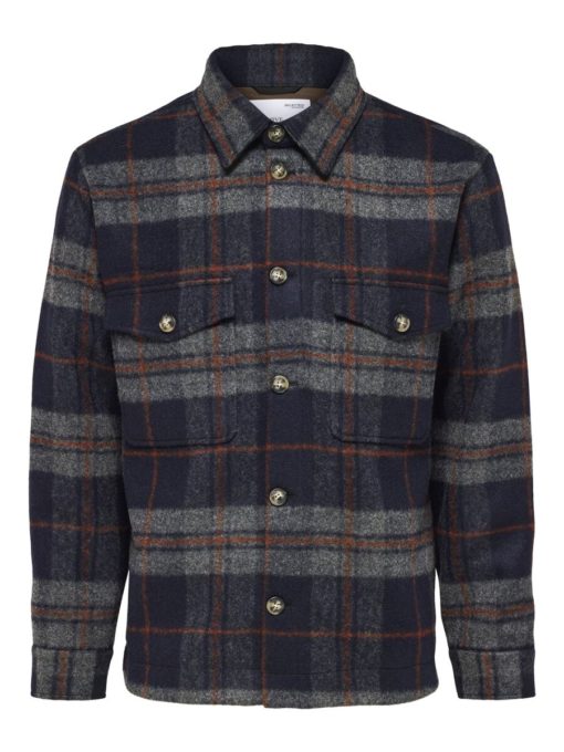Selected Homme Archive Overshirt Jacket Navy Blazer