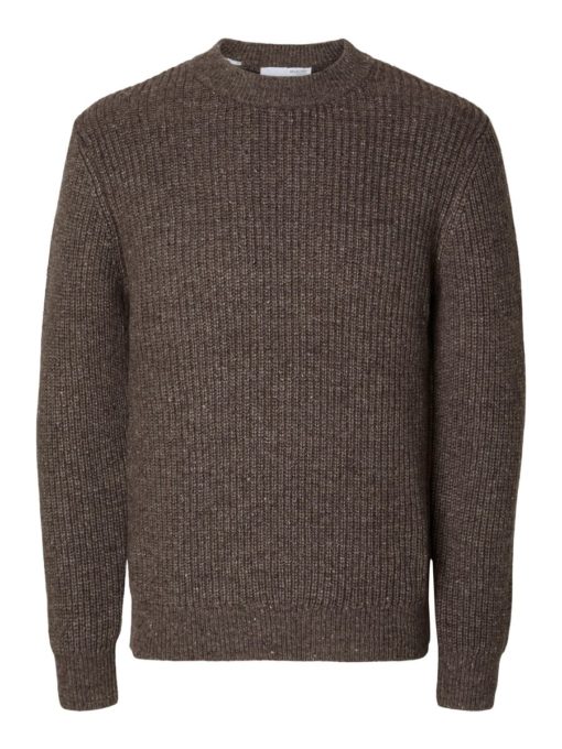 Selected Homme Land Knit Crew Coffee Bean
