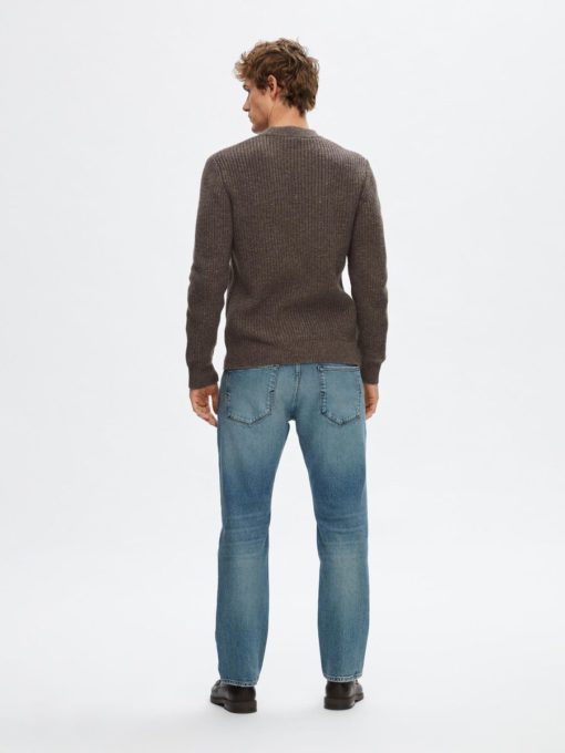 Selected Homme Land Knit Crew Coffee Bean