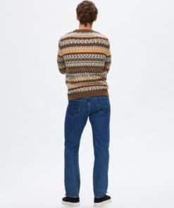 Selected Homme Faro Knit Fair Isle Crew Neck Dark Earth