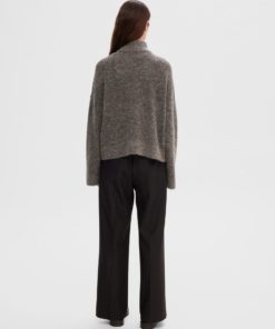 Selected Femme Sia Ras Knit Zipper Cardigan Medium Grey Melange