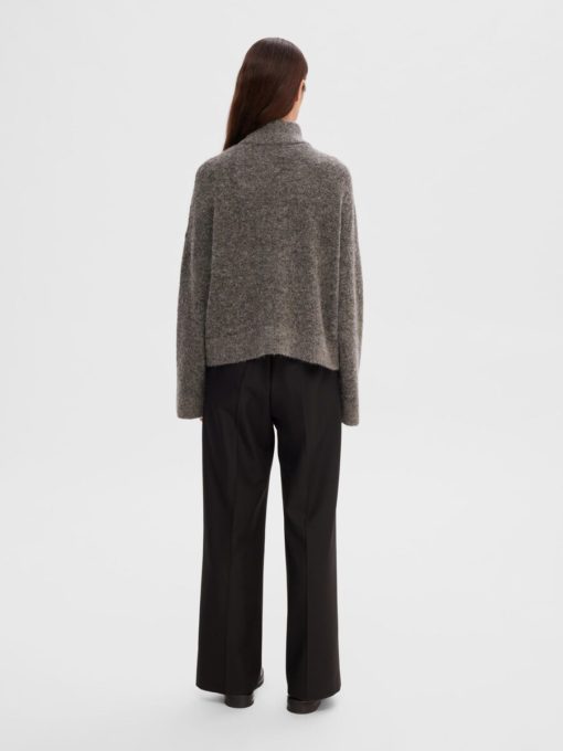 Selected Femme Sia Ras Knit Zipper Cardigan Medium Grey Melange