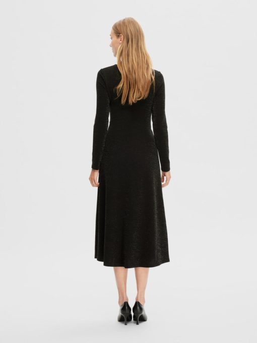 Selected Femme Rue Midi Glitter Dress Black