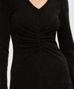 Selected Femme Rue Midi Glitter Dress Black