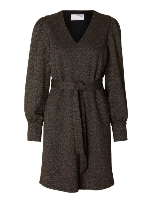 Selected Femme Agnethe Glitter Short Jaquard Dress Black