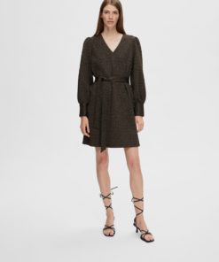 Selected Femme Agnethe Glitter Short Jaquard Dress Black