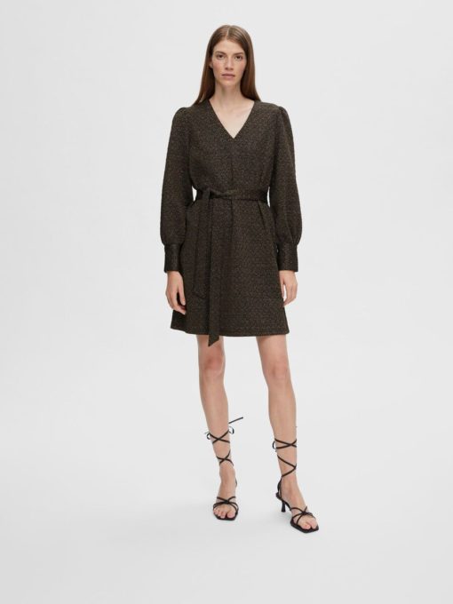 Selected Femme Agnethe Glitter Short Jaquard Dress Black