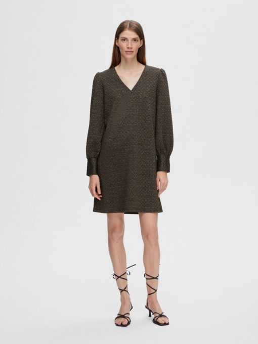 Selected Femme Agnethe Glitter Short Jaquard Dress Black