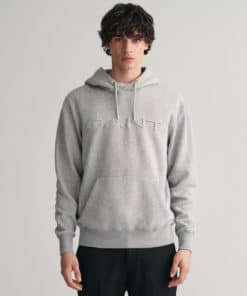 Gant Embossed Sweat Hood Grey Melange