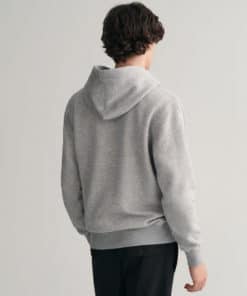 Gant Embossed Sweat Hood Grey Melange