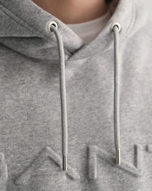 Gant Embossed Sweat Hood Grey Melange