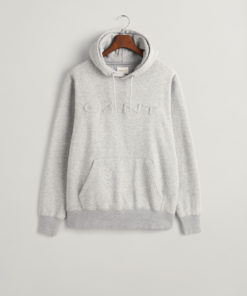 Gant Embossed Sweat Hood Grey Melange