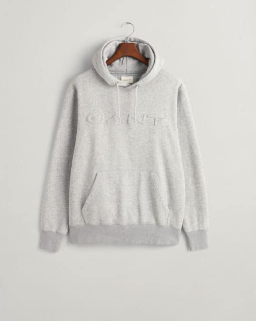 Gant Embossed Sweat Hood Grey Melange