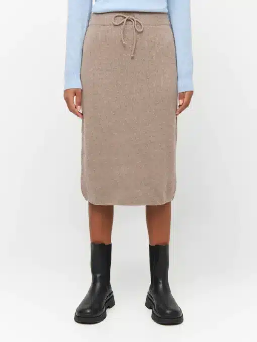 Knowledge Cotton Apparel Wool Midi Length Skirt Kelp Melange