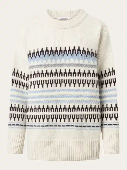 Knowledge Cotton Apparel Boxy Crew Neck White Stripe