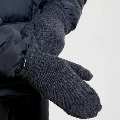 Dedicated Mittens Handen Wool Dark Grey Melange