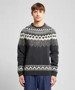 Dedicated Sweater Malung Fair Isle Dark Grey Melange