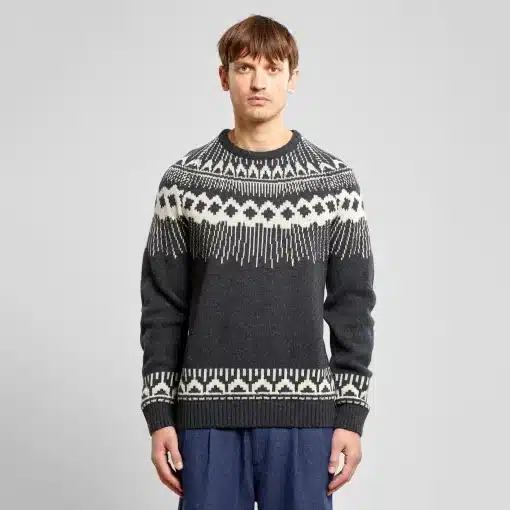 Dedicated Sweater Malung Fair Isle Dark Grey Melange