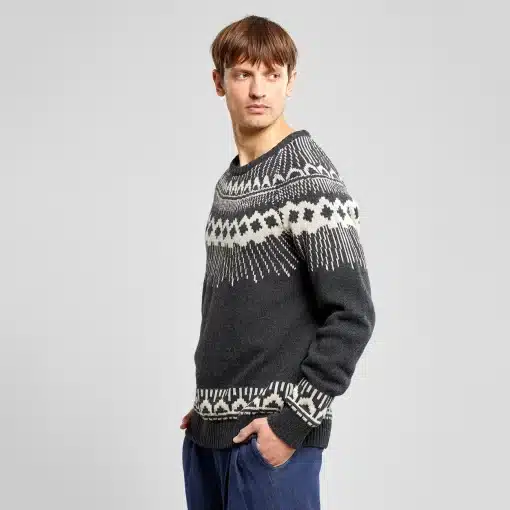 Dedicated Sweater Malung Fair Isle Dark Grey Melange