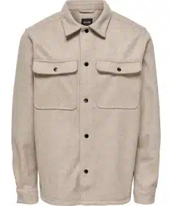Only & Sons Ash Woolen Look Overshirt Chinchilla