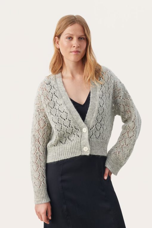 Part Two Cayenne Cardigan Grey Melange