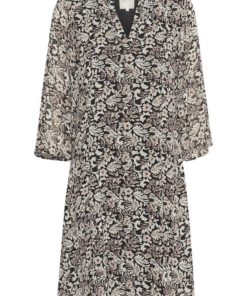Part Two Devira Dress Black Wallpaper Print