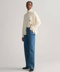Gant Woman Superfine Lambswool Cardigan Cream