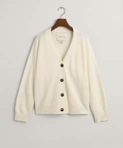 Gant Woman Superfine Lambswool Cardigan Cream