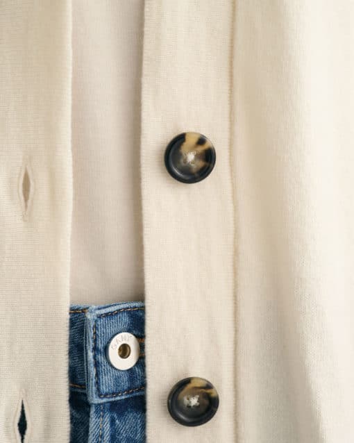 Gant Woman Superfine Lambswool Cardigan Cream