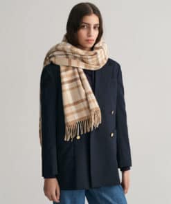 Gant Woman Check Scarf Dark Khaki