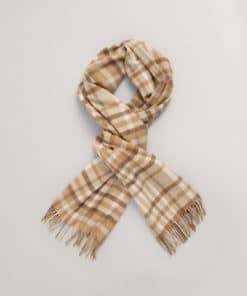 Gant Woman Check Scarf Dark Khaki