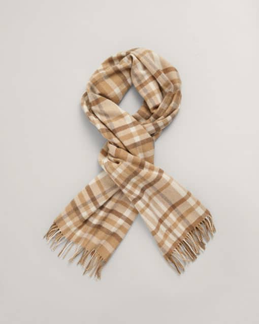 Gant Woman Check Scarf Dark Khaki