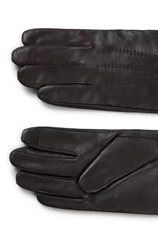 Boss Hainz Leather Gloves Dark Brown