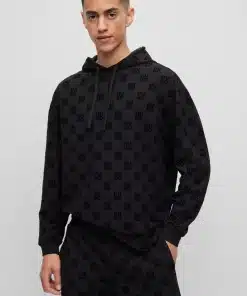 Hugo Flock Aop Hoodie Black