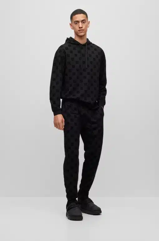 Hugo Flock Aop Hoodie Black