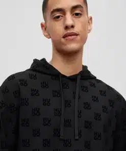 Hugo Flock Aop Hoodie Black